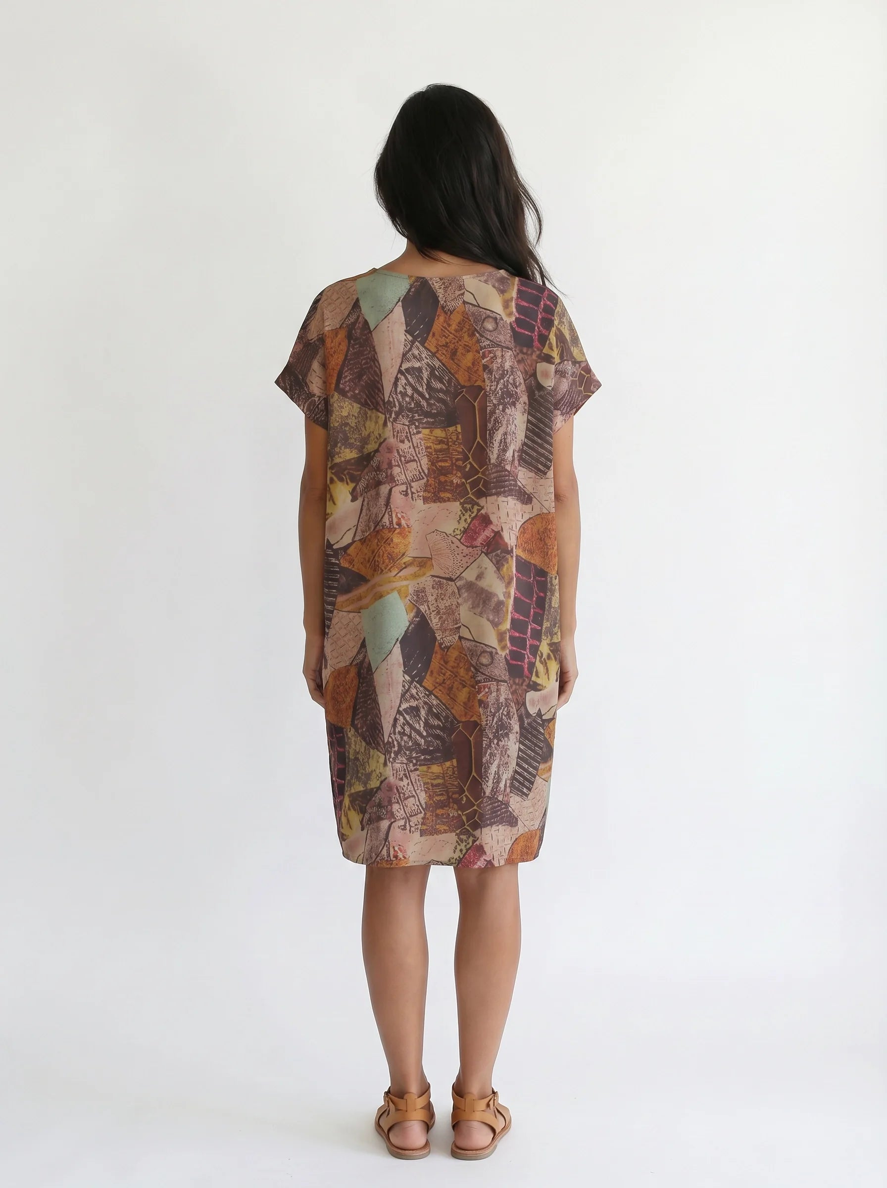 The Terra - Earthy Collage Print Dress