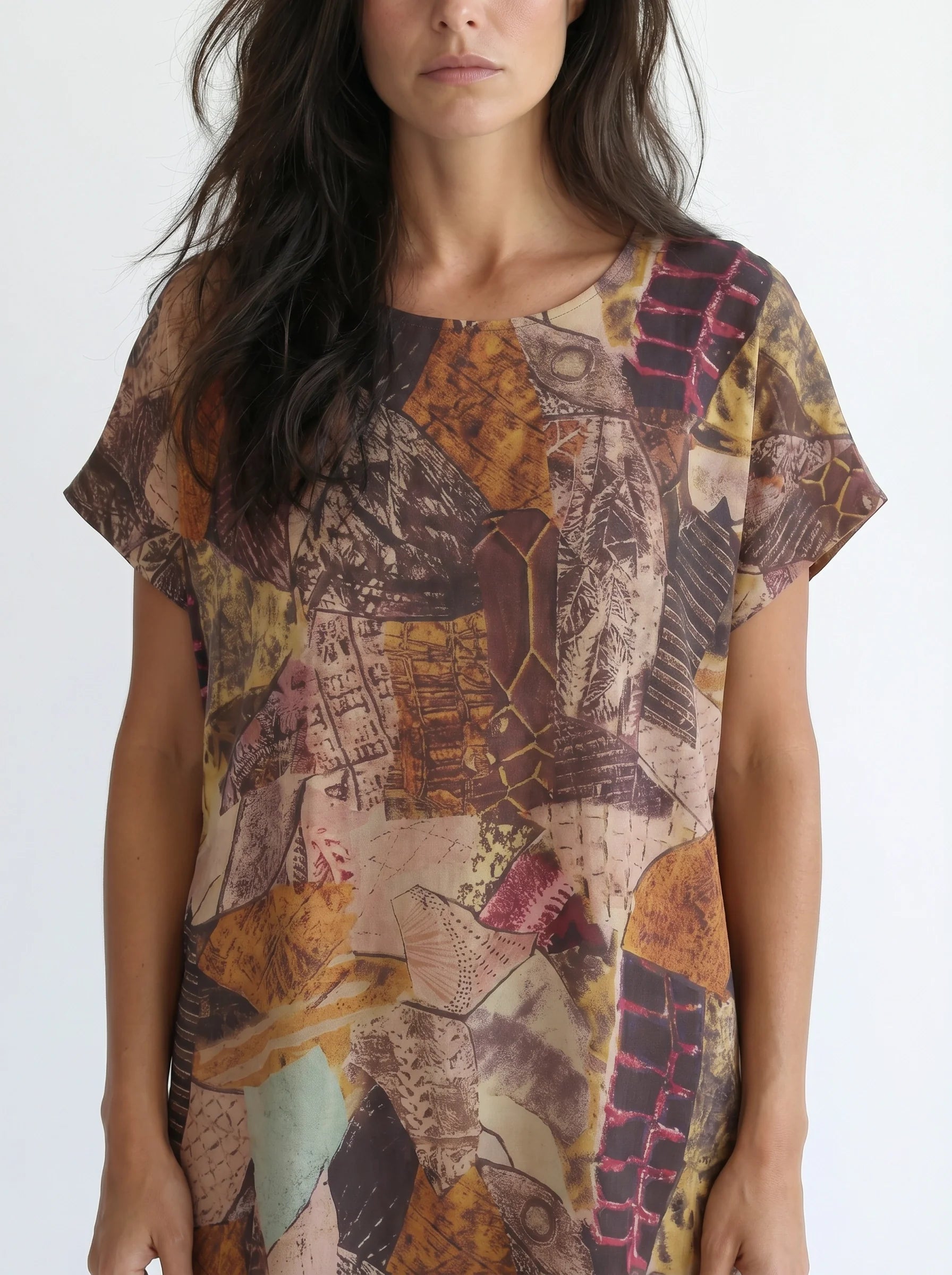 The Terra - Earthy Collage Print Dress