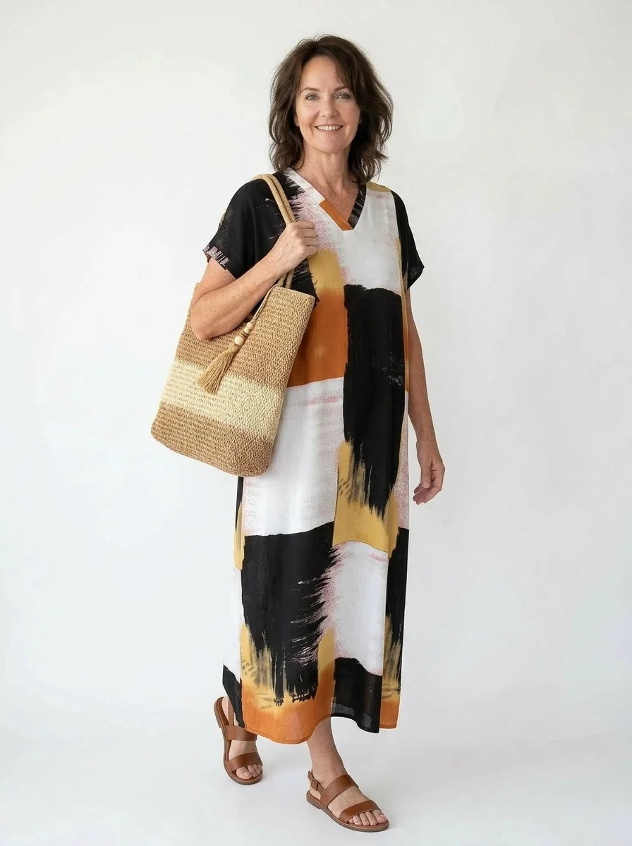 The Lennox - Black & Gold Abstract Caftan
