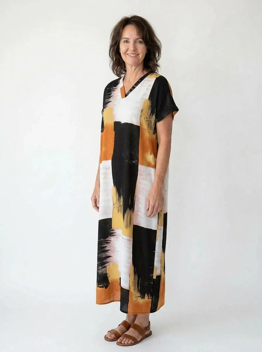 The Lennox - Black & Gold Abstract Caftan