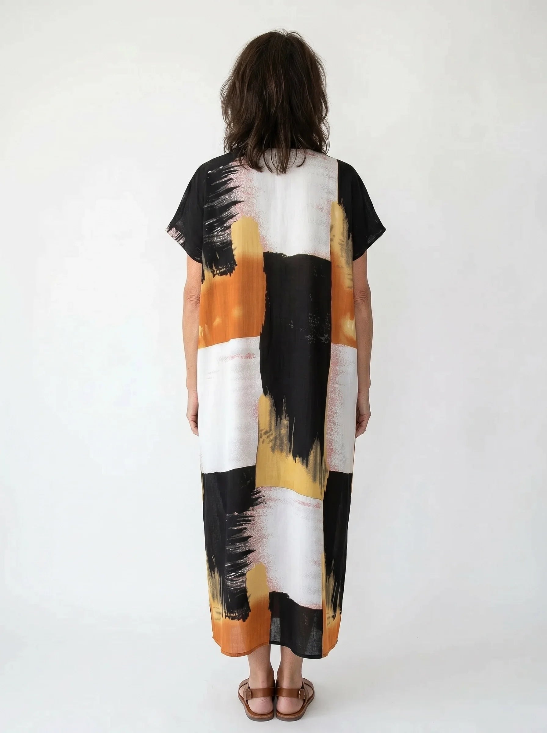The Lennox - Black & Gold Abstract Caftan