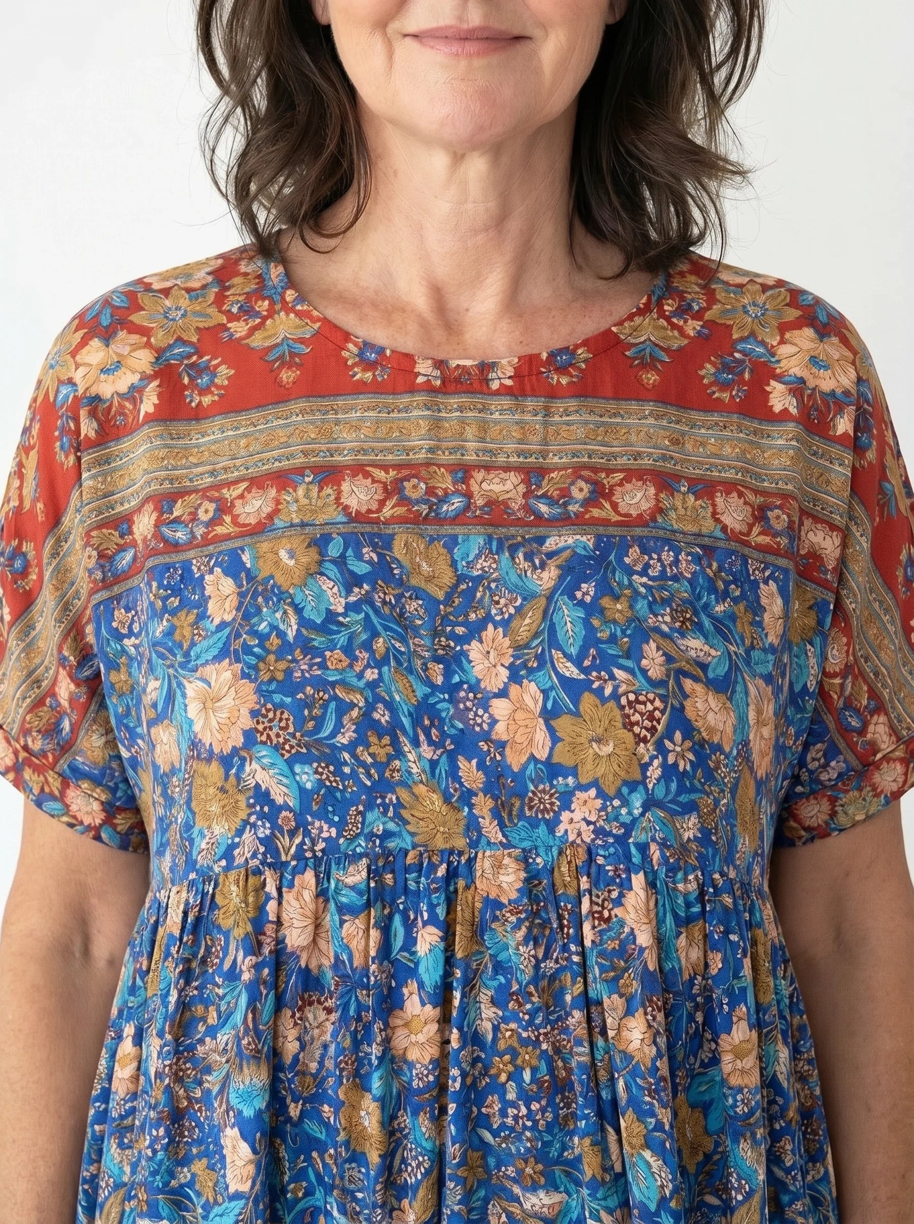The Jaipur - Blue Floral Border Dress