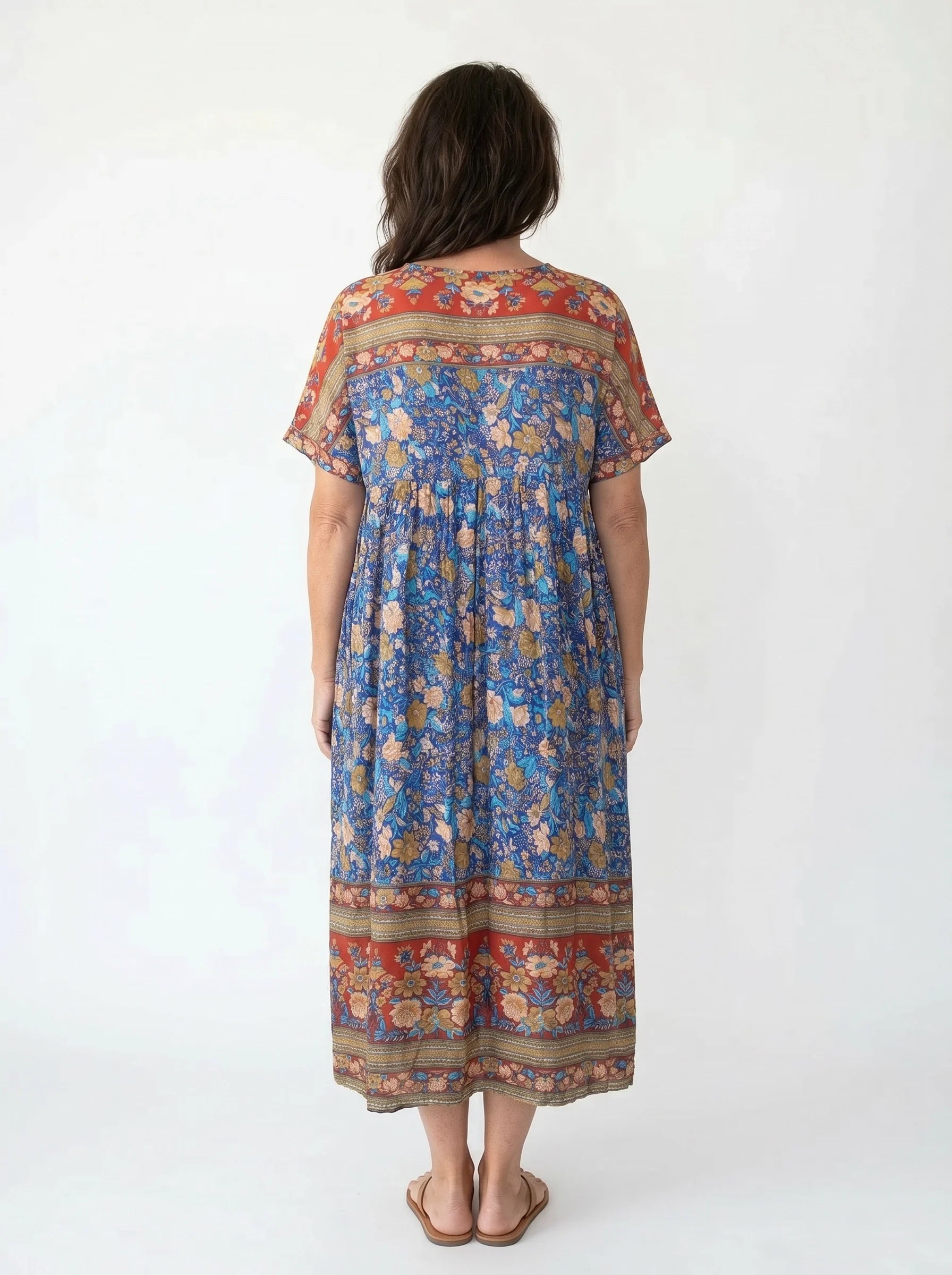 The Jaipur - Blue Floral Border Dress