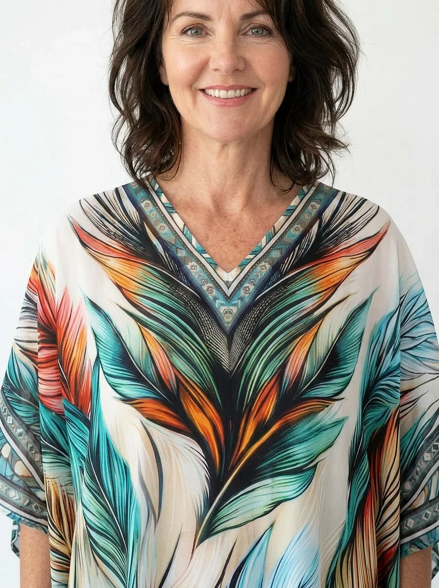 The Pluma - Feather Print Caftan