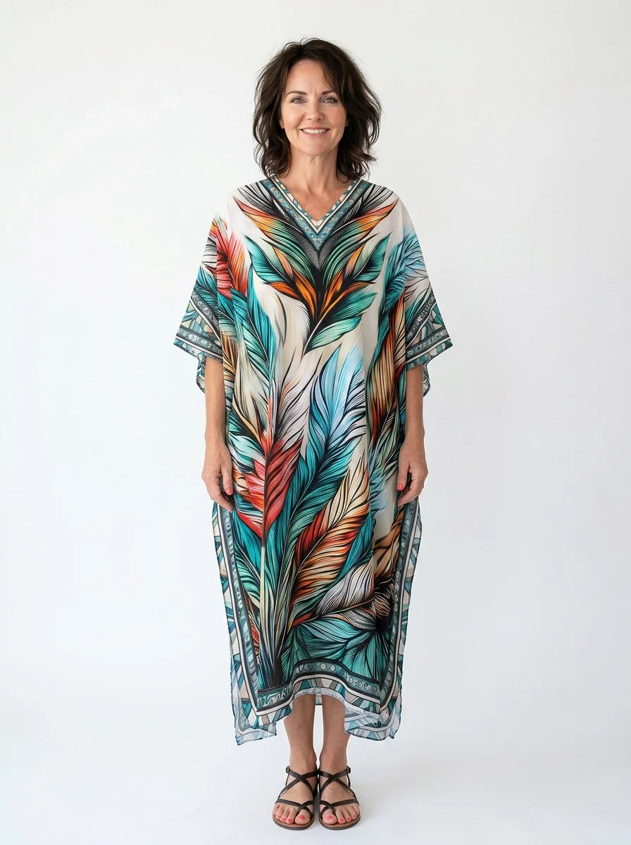 The Pluma - Feather Print Caftan