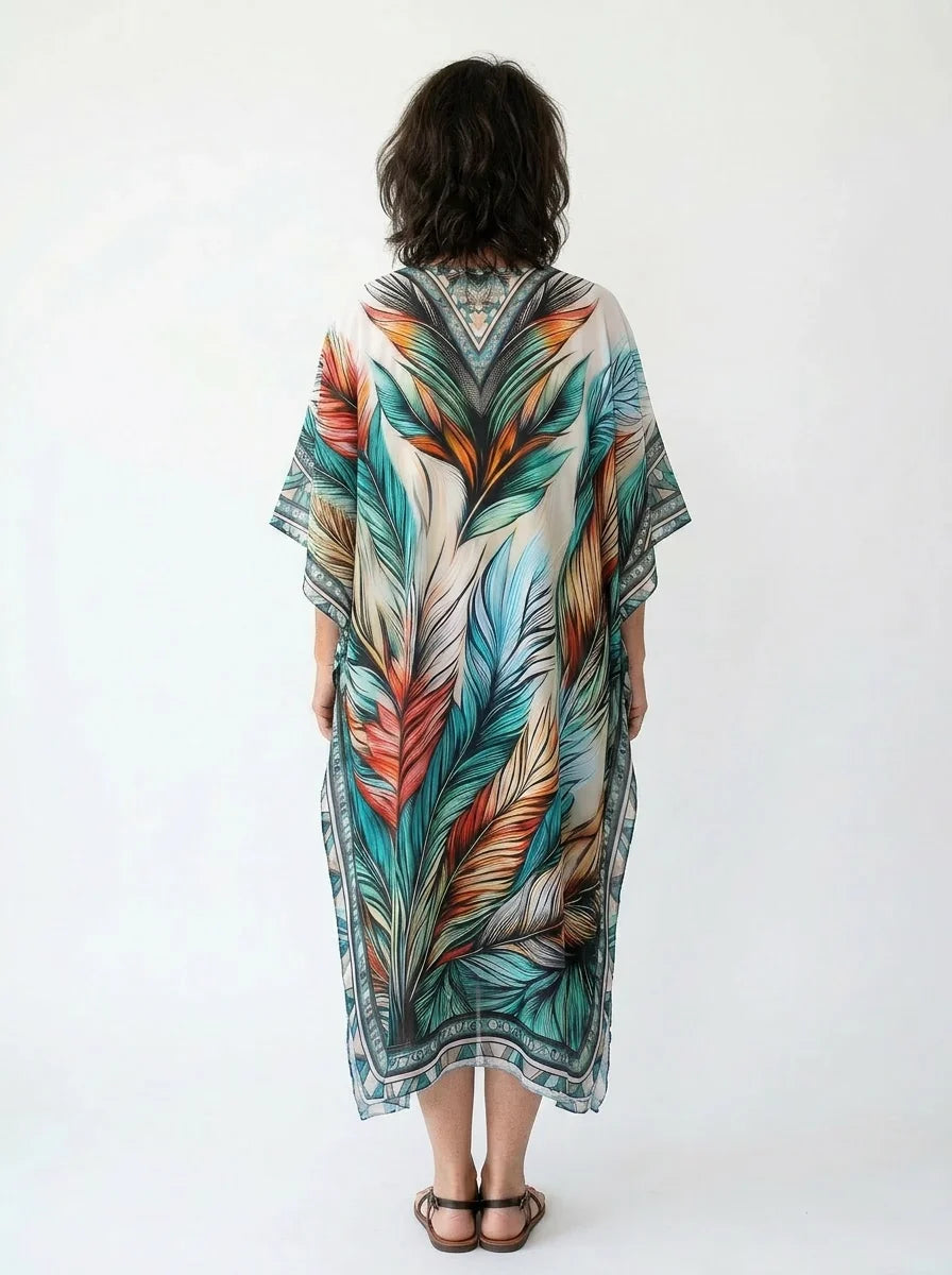 The Pluma - Feather Print Caftan