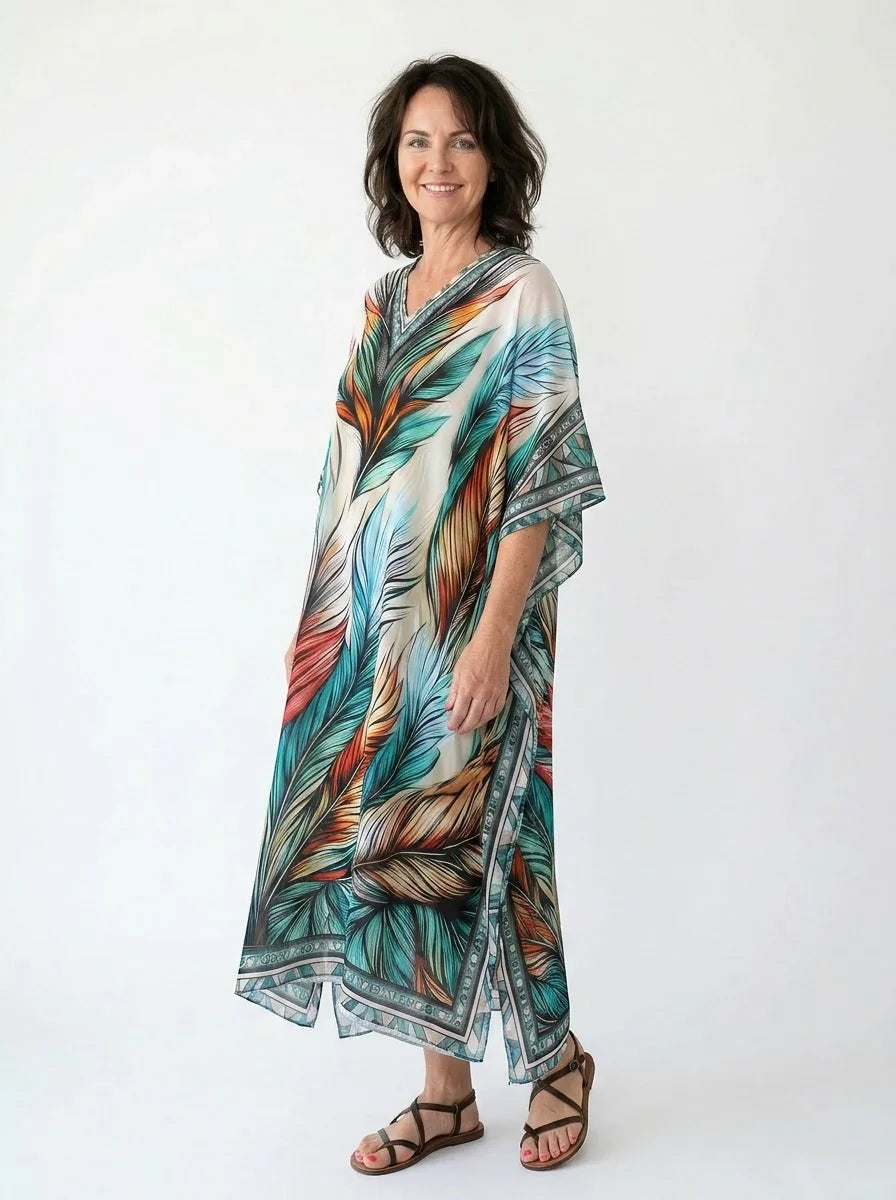 The Pluma - Feather Print Caftan