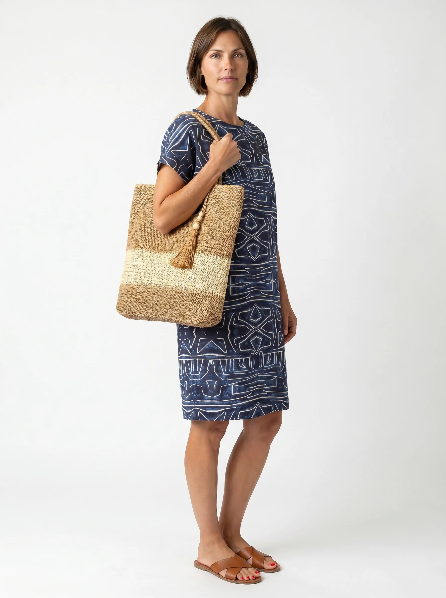 The Kuba - Navy Tribal Print Dress