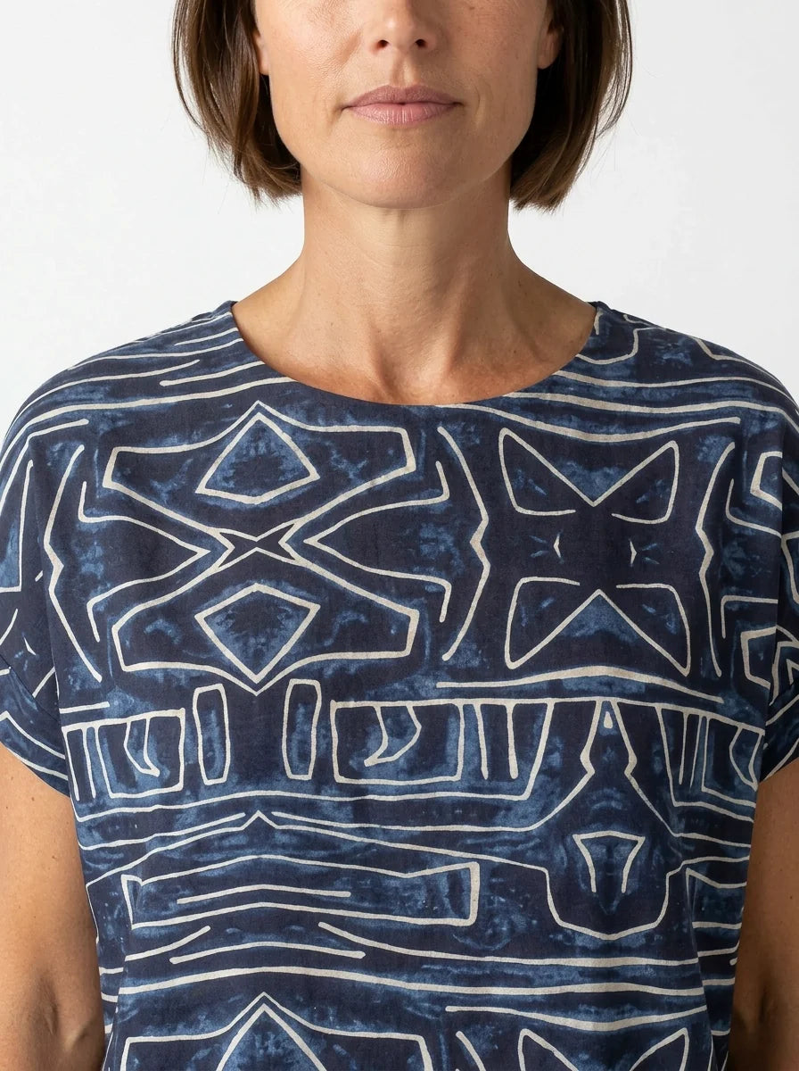 The Kuba - Navy Tribal Print Dress