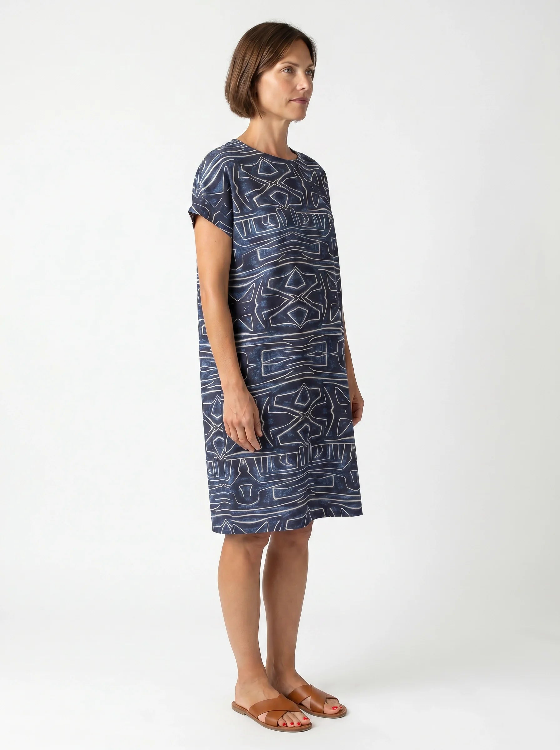 The Kuba - Navy Tribal Print Dress