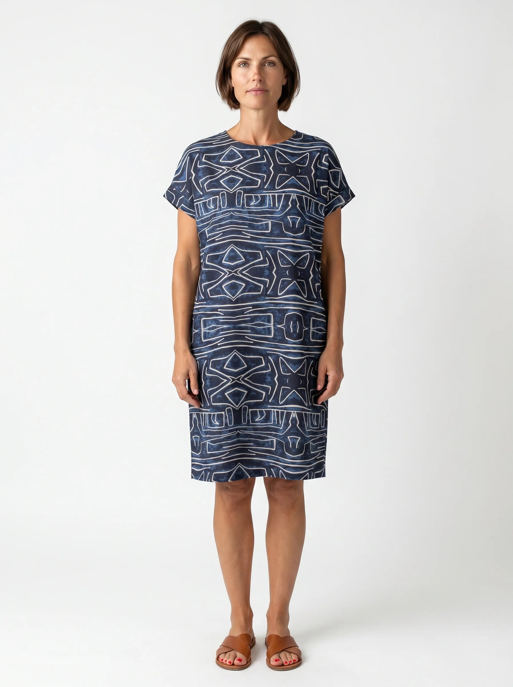 The Kuba - Navy Tribal Print Dress