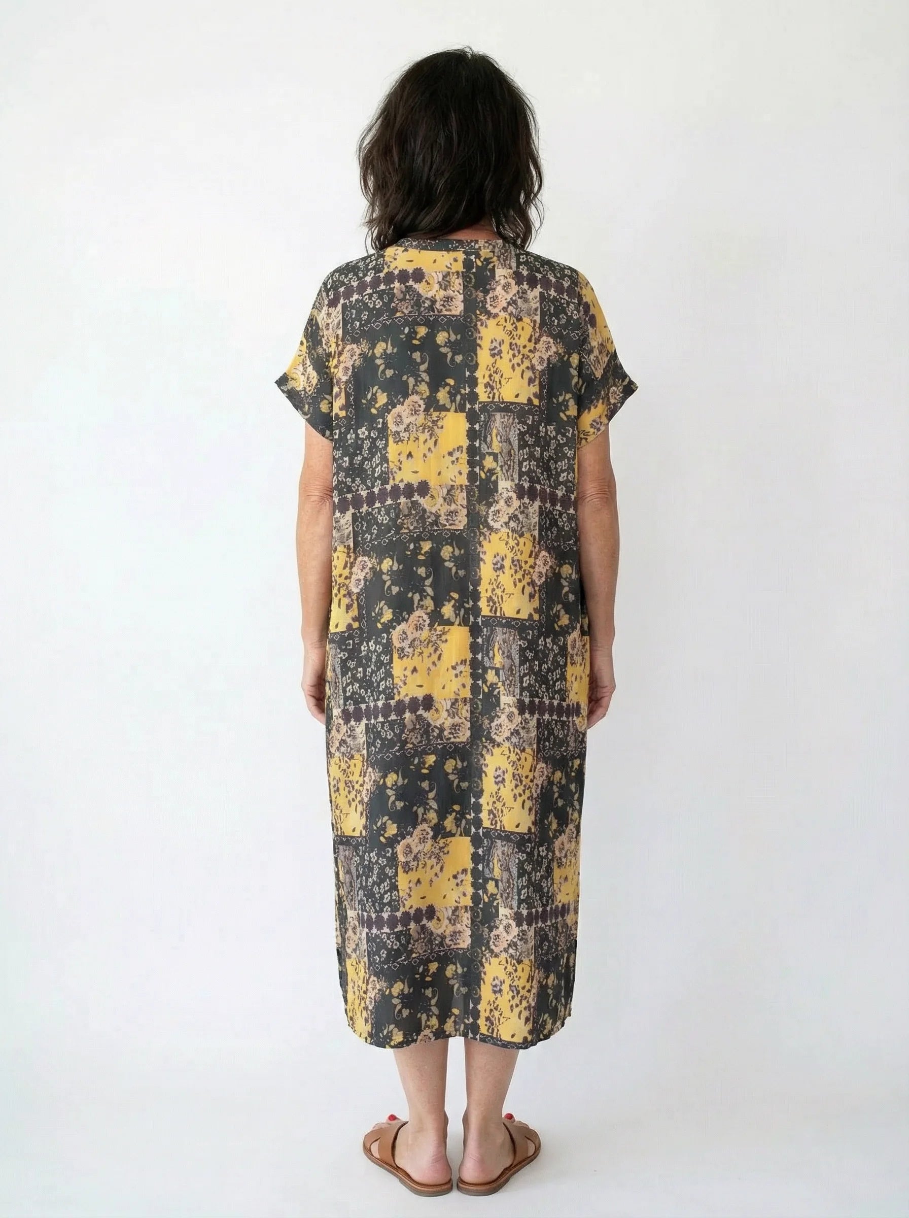 The Goldie - Black & Gold Patchwork Caftan