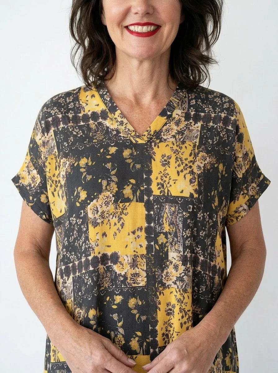 The Goldie - Black & Gold Patchwork Caftan