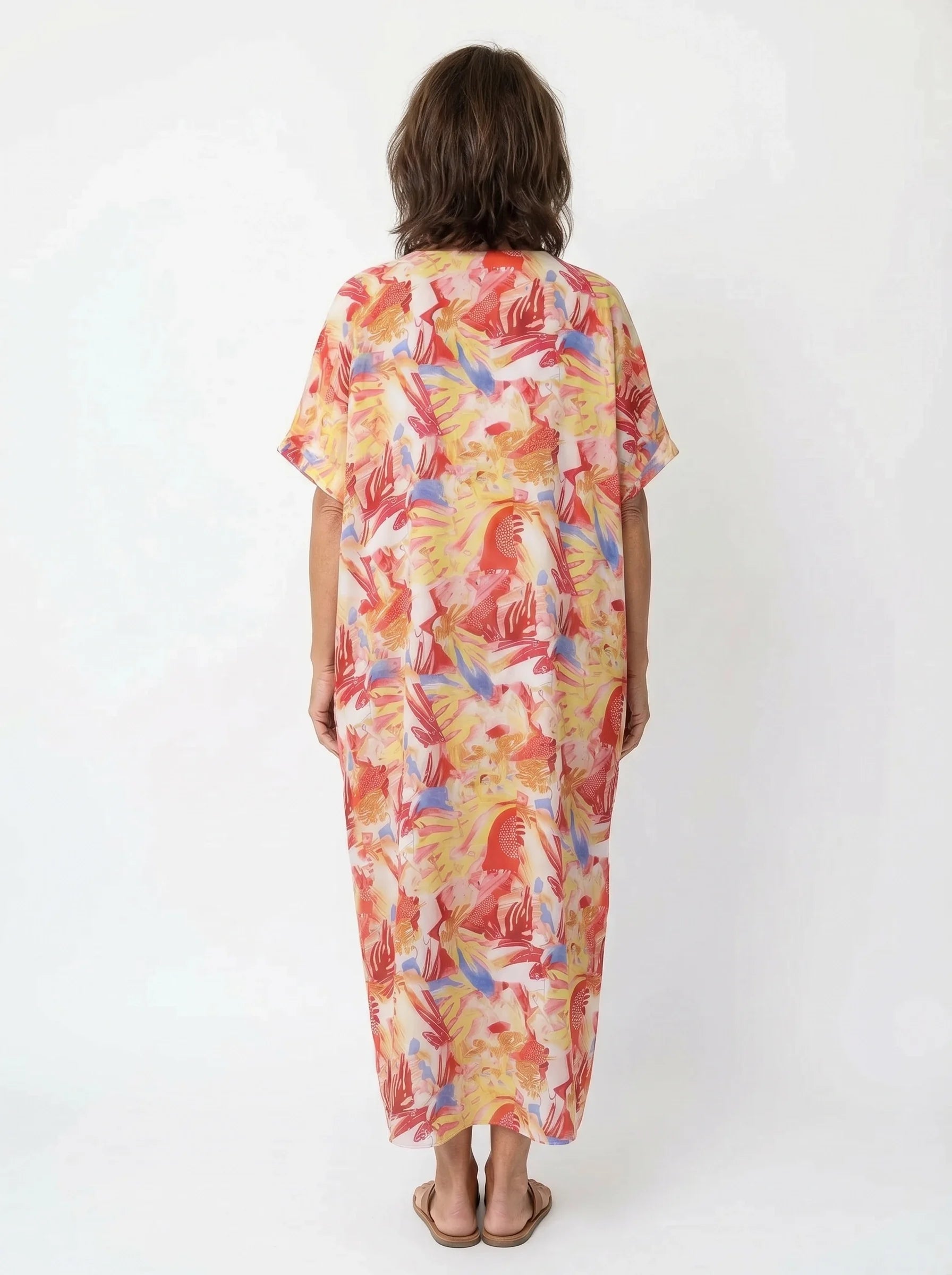 The Riviera - Tropical Brushstroke Caftan