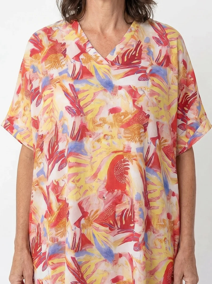 The Riviera - Tropical Brushstroke Caftan