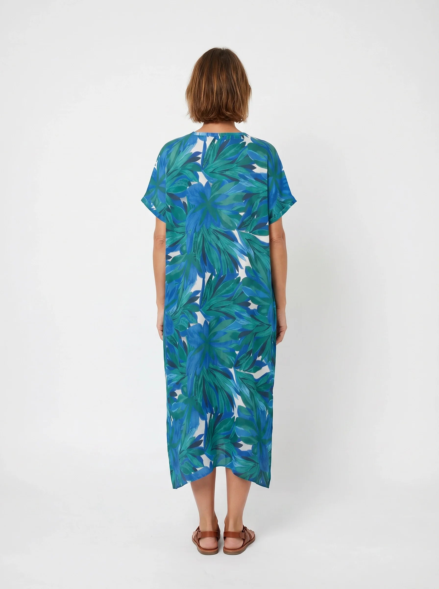 The Palma - Blue & Green Palm Caftan