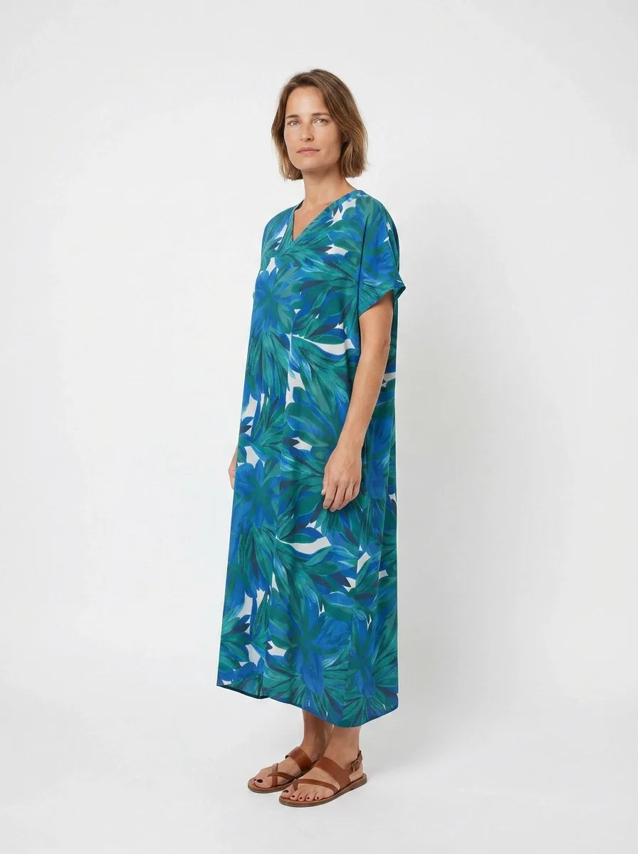 The Palma - Blue & Green Palm Caftan