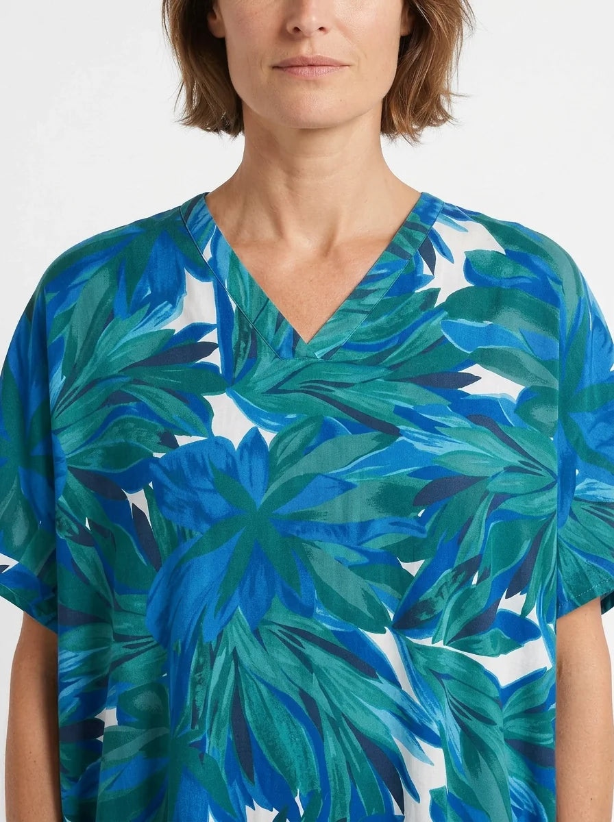 The Palma - Blue & Green Palm Caftan