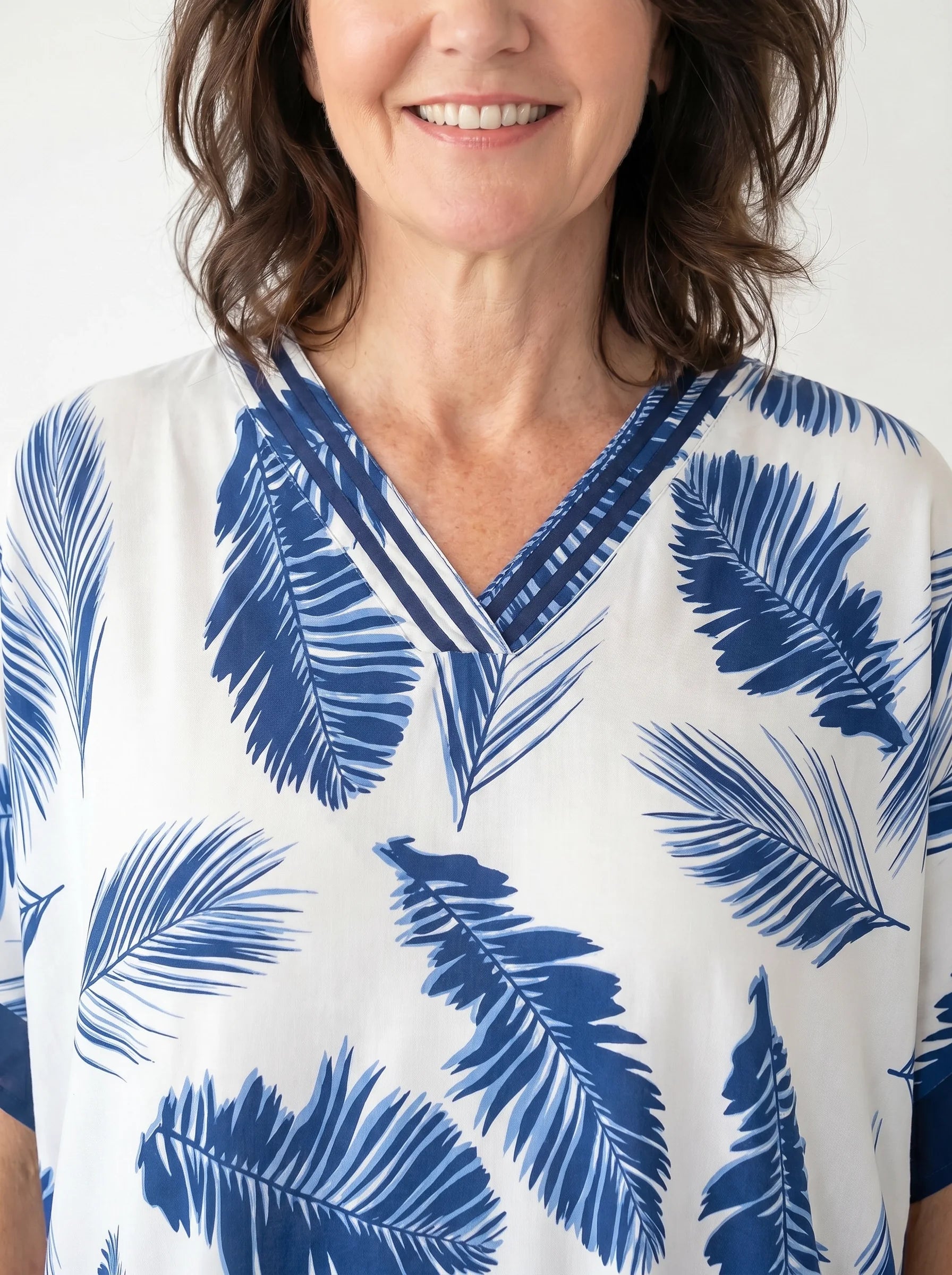 The Capri - Navy Palm Caftan