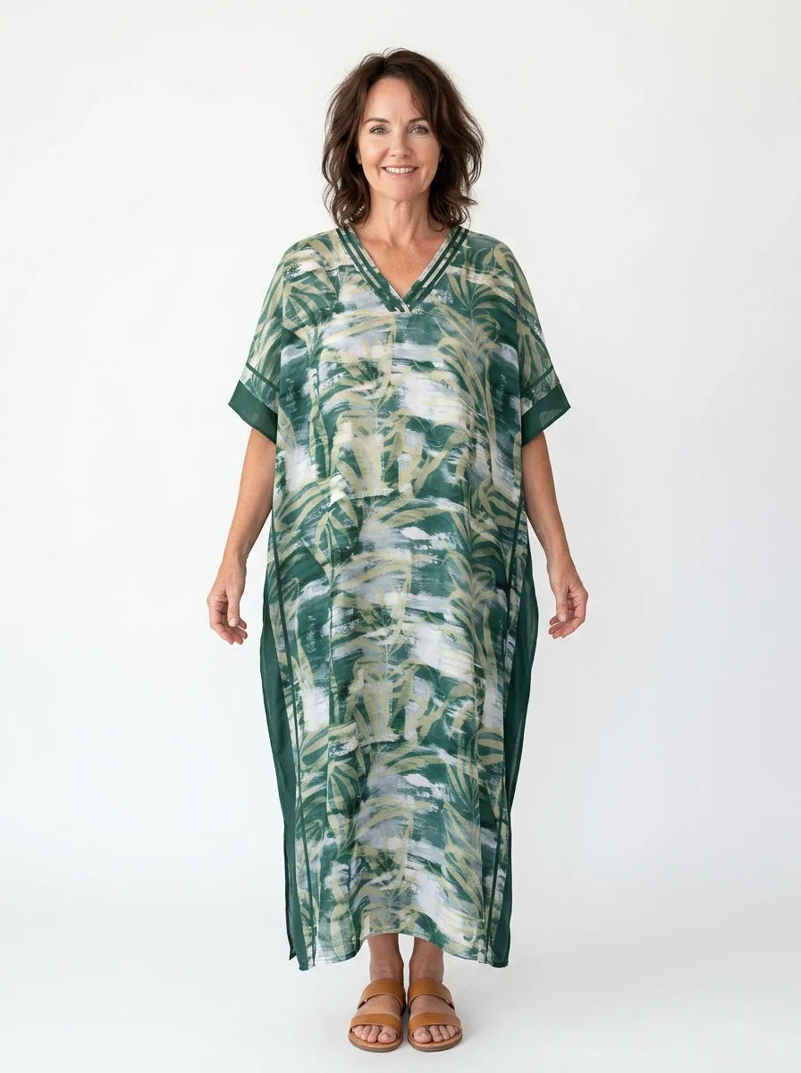 The Amazonas - Green Watercolor Caftan