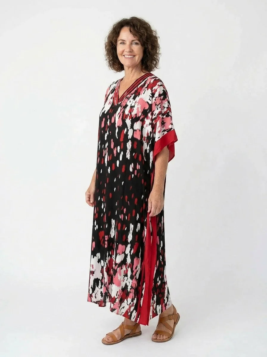 The Pantera - Black & Pink Abstract Caftan