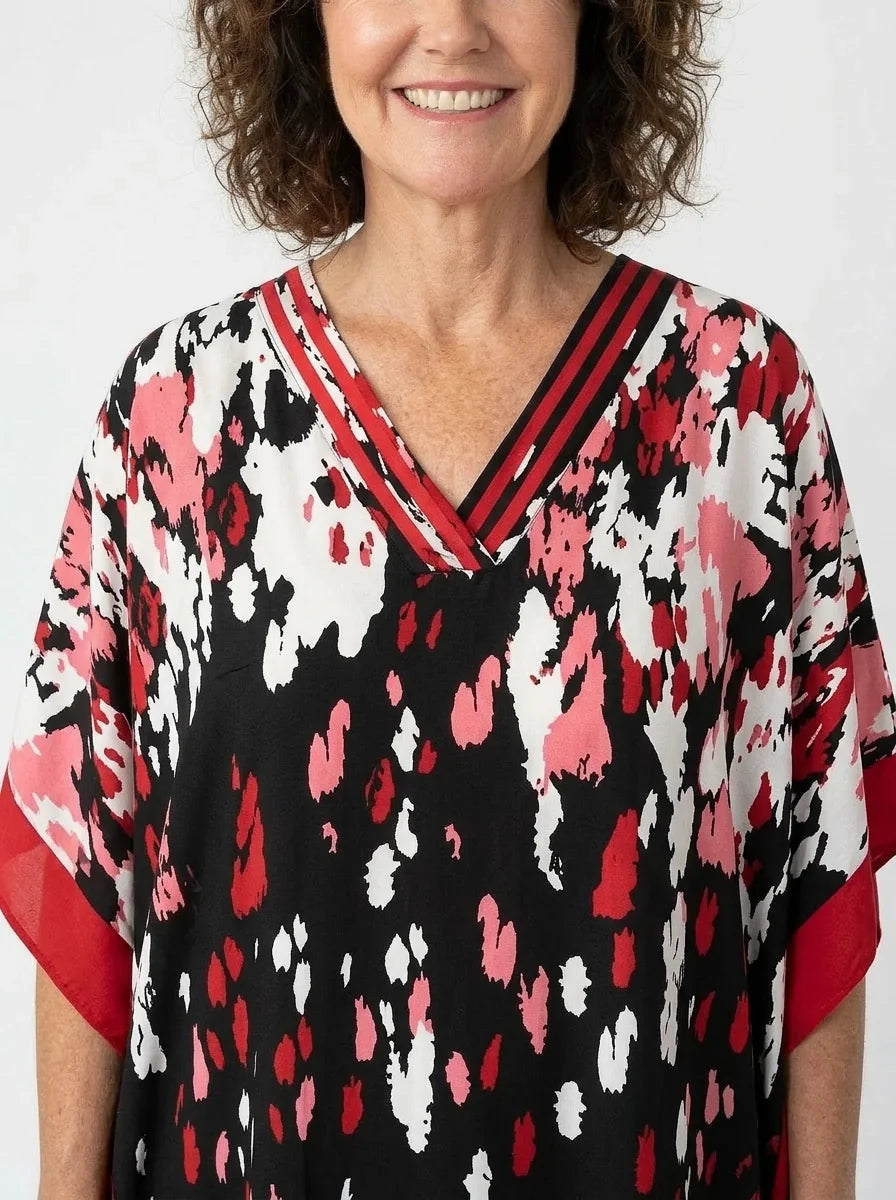 The Pantera - Black & Pink Abstract Caftan