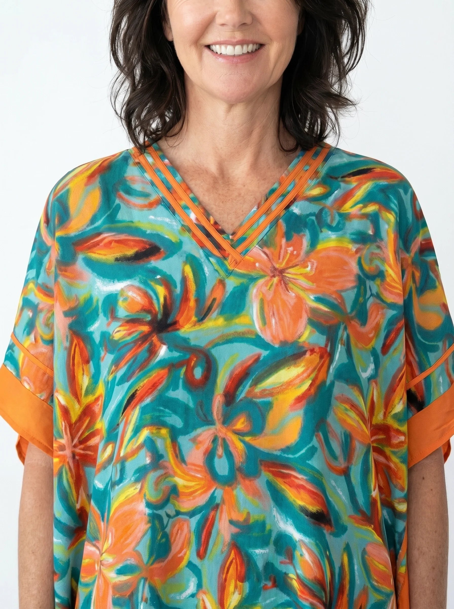 The Havana - Teal & Orange Tropical Caftan
