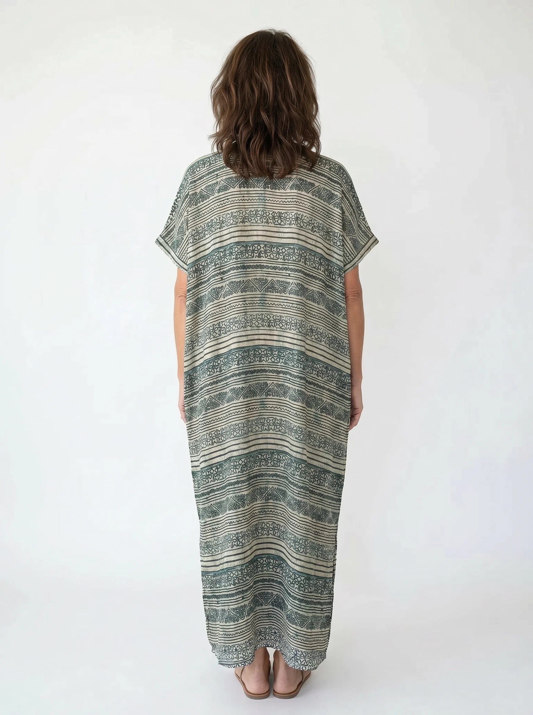 The Linen - Sage Ornamental Caftan