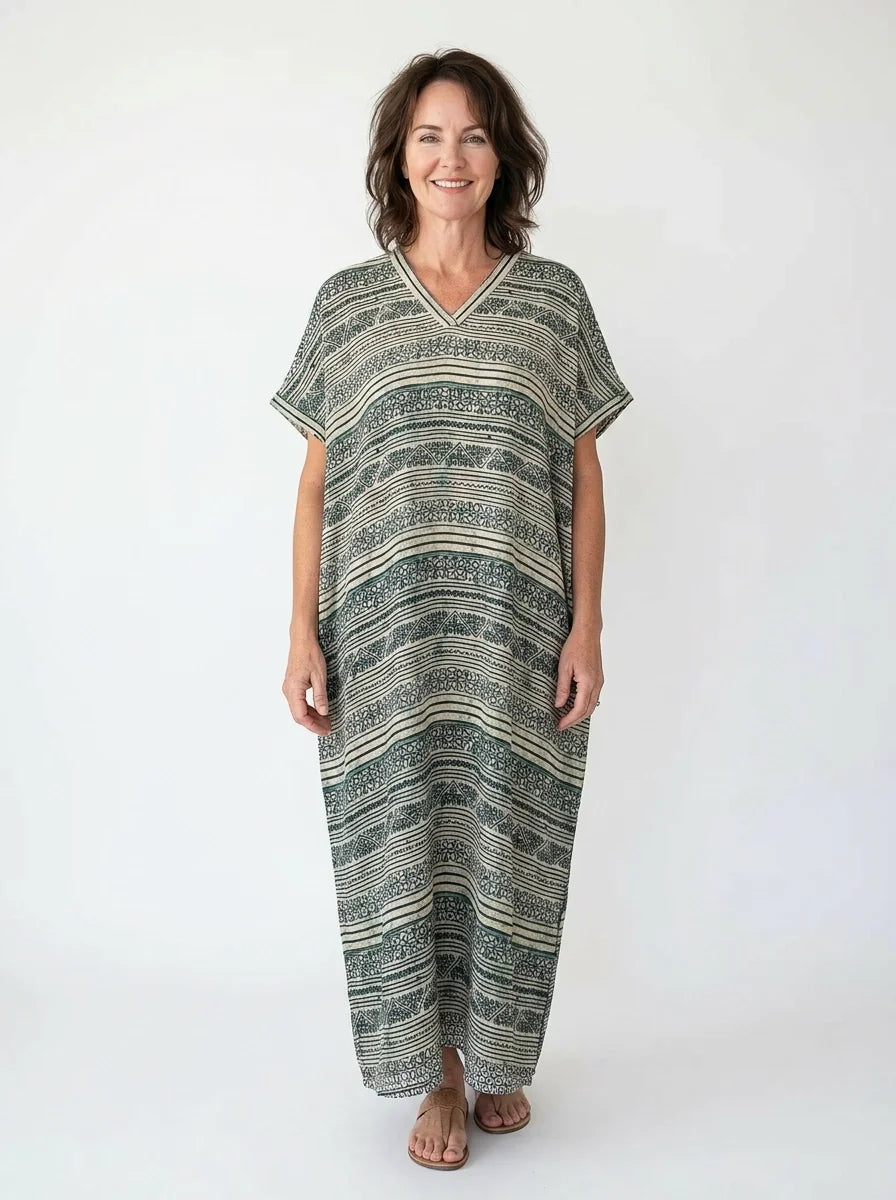 The Linen - Sage Ornamental Caftan