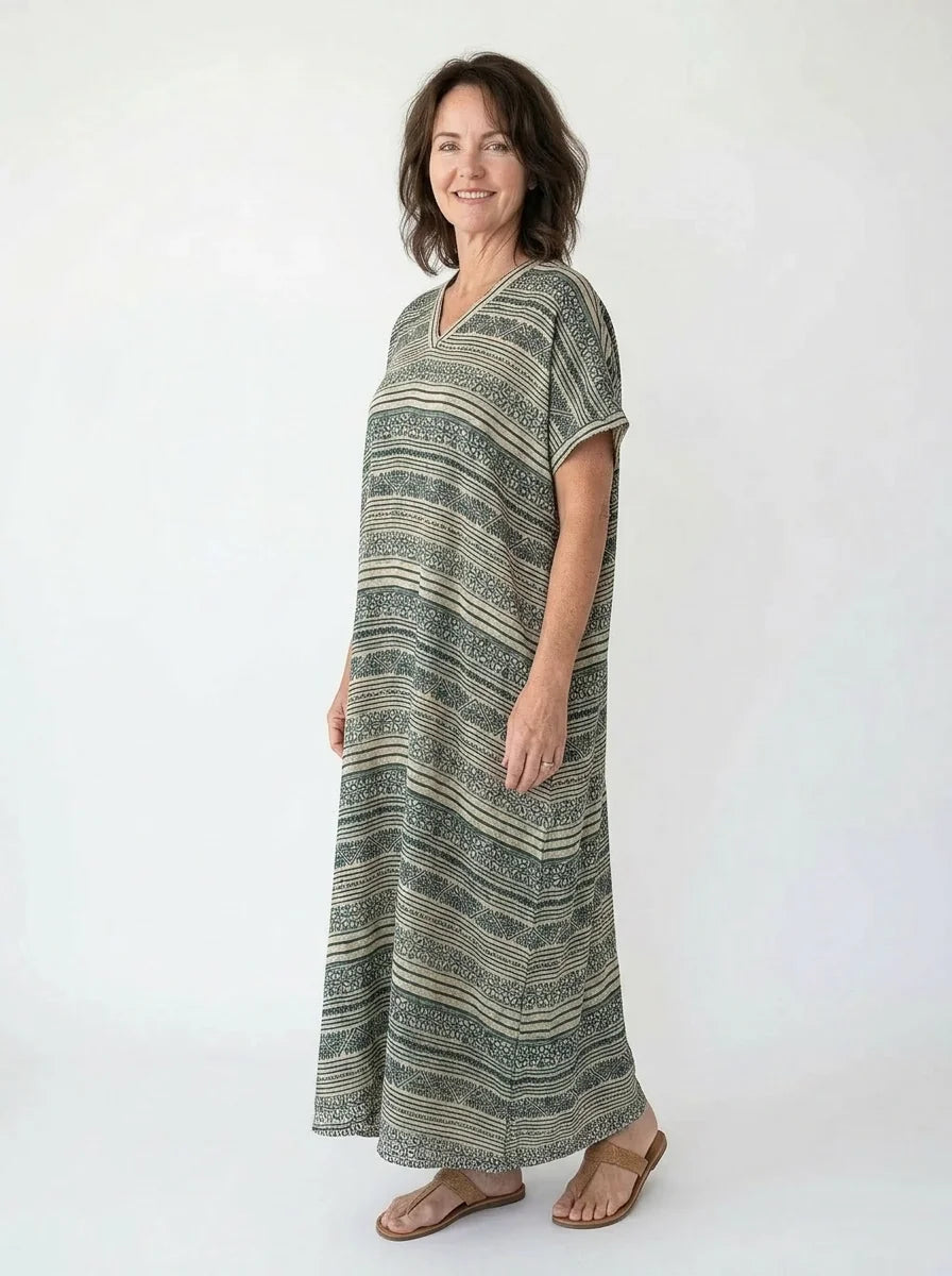 The Linen - Sage Ornamental Caftan