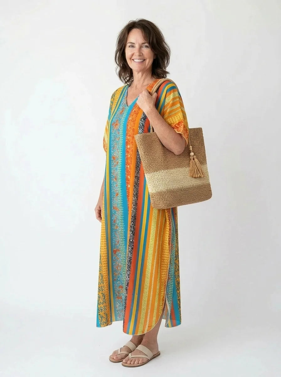 The Saffron - Multistripe Folk Caftan