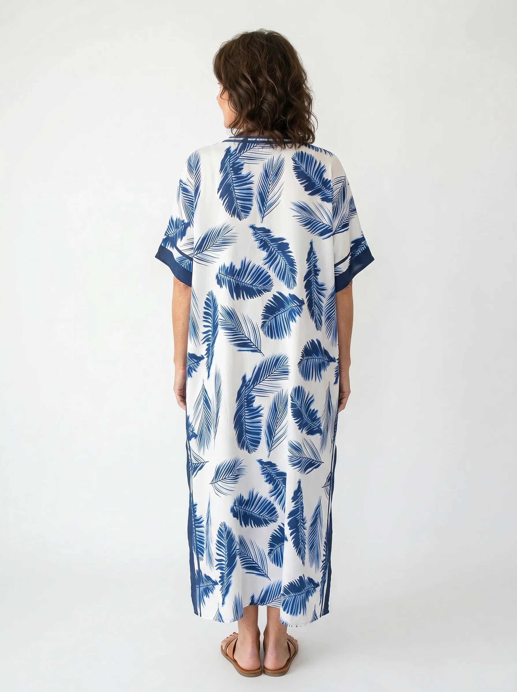 The Capri - Navy Palm Caftan